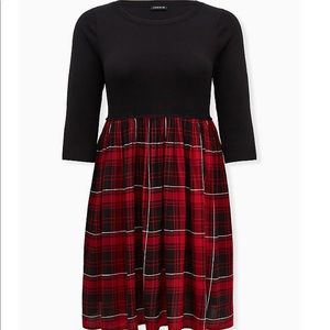 Torrid Knit to Woven Plaid Dress